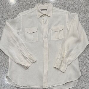 Billy Reid Men’s White Button-Up Shirt 2 Pocket Large